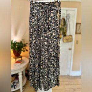 Paani Womens Black Bohemian Wide Leg Pants Size Small